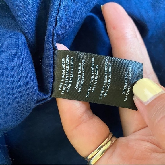 Onia Men’s Button Down Shirt Size M Navy Casual Short Sleeve Shirt Linen Blend - Picture 5 of 8